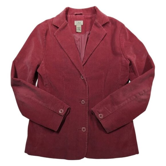 L.L.Bean Corduroy Blazer Jacket Pink Academia Preppy Collegiate Womens Size 8 - Picture 1 of 10